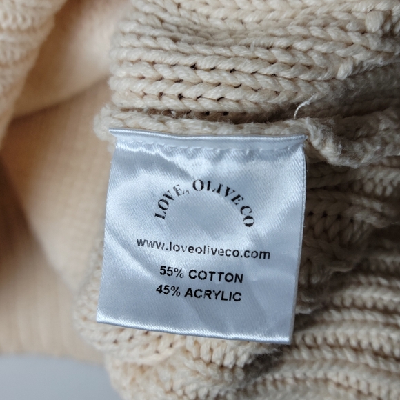 Love Olive Co Cream Cable Knit Cowl Neck Sweater Cotton Blend Size Small - Picture 12 of 12